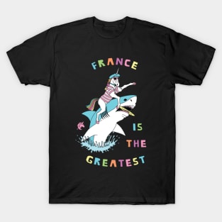 France Is The Greatest Unicorn Riding Shark T-Shirt